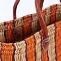 BORSA IN GIUNCO RETTANGOLARE NATURALE CON RIGHE ARANCIO CM 39X16H26