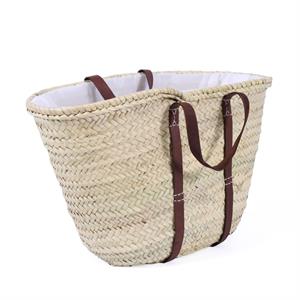 BORSA PALMA OVALE CON MANICI IN CUOIO PASSANTI E COULISSE CM 50 X 30H