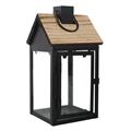 LANTERNA CASETTA LEGNO METALLO 18X18H45 MADE IN CHINA