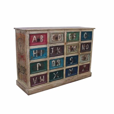 CASSETTIERA TEAK COLORI 125X40H88 MADE IN INDIA
