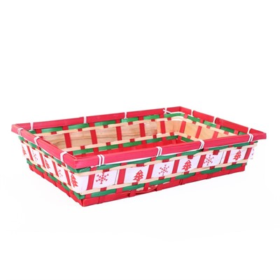 CESTO RETTANG.BAMBOO BIANCO/ROSSO CM.42x27H8 - MADE IN CHINA