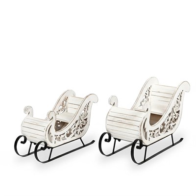 SLITTA ABETE E METALLO BIANCA 54X20H33+46X16H27 S2 MADE CHINA