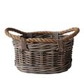 CESTO OVALE GIUNCO GRIGIO MANICI CORDA  38X25H20 MADE INDONESIA