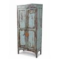 ARMADIO TEAK AZURRO ANTICATO 2A 67X34H154 MADE IN INDIA