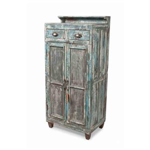 CREDENZA TEAK AZURRA ANTICATA 2A 2C 60X38H135 MADE IN INDIA