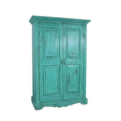 ARMADIO TEAK VERDE ANTICATO 2A 120X50H179 MADE IN INDIA