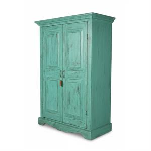 ARMADIO TEAK VERDE ANTICATO 2A 120X50H179 MADE IN INDIA