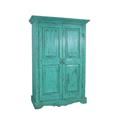 ARMADIO TEAK VERDE ANTICATO 2A 120X50H179 MADE IN INDIA