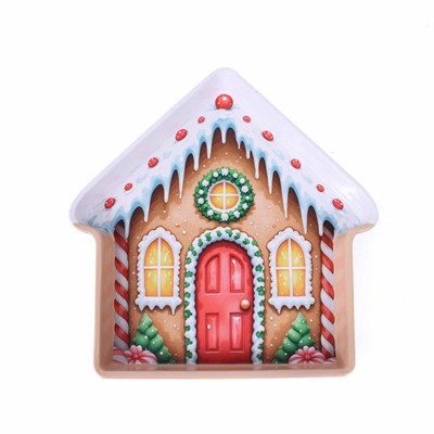 Vassoio in metallo - Casa Natalizia c/neve - 26X24H2
