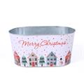Portavaso in metallo ovale bianco - Merry Christmas - 22X14H11