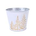Portavaso in metallo silver e bianco -Abeti Oro- Ø13H11