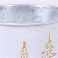 Portavaso in metallo silver e bianco -Abeti Oro- Ø13H11