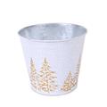 Portavaso in metallo silver e bianco -Abeti Oro- Ø15H13