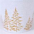 Portavaso in metallo silver e bianco -Abeti Oro- Ø15H13