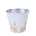 Portavaso in metallo silver e bianco -Abeti Oro- Ø17H15