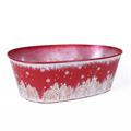 Vaschetta in metallo ovale rosso - Paesaggio Natale - 35x24H12