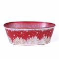 Vaschetta in metallo ovale rosso - Paesaggio Natale - 35x24H12