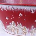Vaschetta in metallo ovale rosso - Paesaggio Natale - 35x24H12