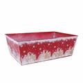 Vaschetta in metallo rett. rosso - Paesaggio Natale - 35X23H12