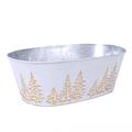 Vaschetta in metallo ovale silver e bianco -Abeti Oro- 35X24H12