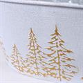 Vaschetta in metallo ovale silver e bianco -Abeti Oro- 35X24H12
