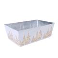 Vaschetta in metallo rett. silver e bianco -Abeti Oro- 35X23H12