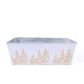Vaschetta in metallo rett. silver e bianco -Abeti Oro- 35X23H12
