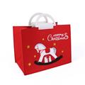 Borsa in panno rosso 2 man. -Cavallino Merry Christmas- 34X20H26