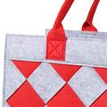 Borsa in feltro grigia con scacchi rossi 2 manici 42x22h28 cm