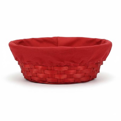 Portapane ovale  bamboo rosso con fodera 24x18h10