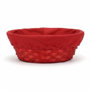 Portapane ovale  bamboo rosso con fodera 24x18h10