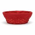 Portapane ovale  bamboo rosso con fodera 24x18h10