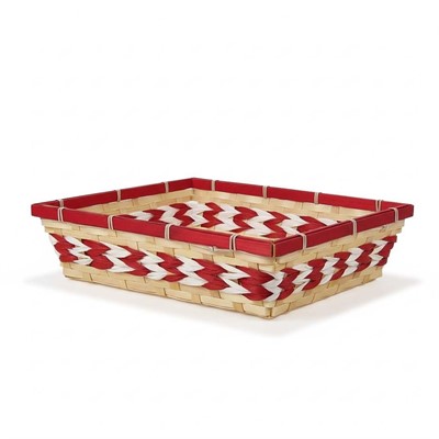 Vassoio bamboo naturale carta bianca rossa 36x26h9