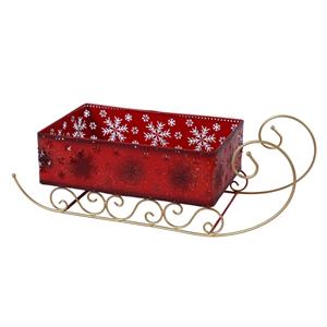 VASSOIO SLITTA METALLO ROSSO 46X20H17 MADE IN CHINA