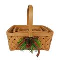Cesto pioppo marrone manico pieghev.decoro natale 33x29h14 S3