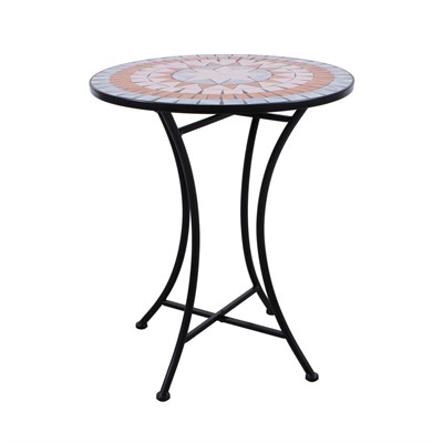 Tavolo Metallo Nero Mosaico Rotondo cm 60X60H71