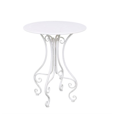 Tavolo Metallo Bianco Anticato Alessia Diam. cm 61H76 