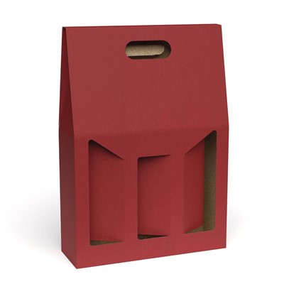 PORTABOTTIGLIA CARTONE 3B ROSSO LISCIO FIN.27X9H38MADE IN ITALY