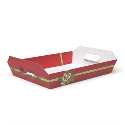 VASSOIO CARTONE MANIGLIE FIOCCO ROS36X28H6(31X24,5)MADE IN ITALY