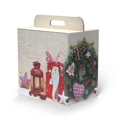 SCATOLA CARTONE CON LANTERNA ROSSA 33X24H34 MADE IN ITALY