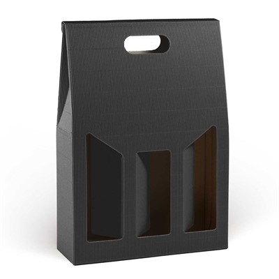 PORTABOTTIGLIA CARTONE 3B.NERO ONDA FIN. 27X9H38 MADE IN ITALY