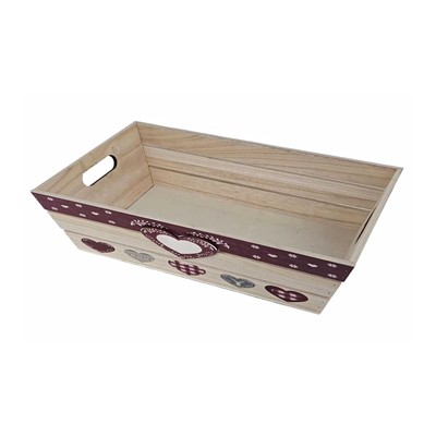 Vassoio paulonia cuori rossi tirolo 49x29h12