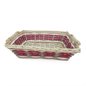 Cesto vimini rettangolare rosso bianco grigio 55/51X38X13