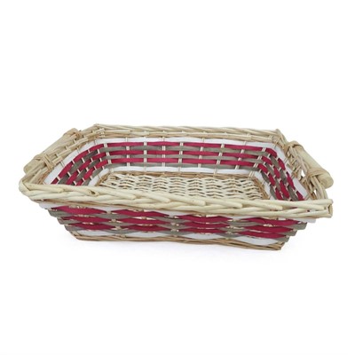 Cesto vimini rettangolare rosso bianco grigio 40/36X27X10