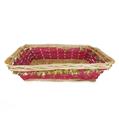 Cesto vimini rettangolare rosso filo oro   49/45X34X12