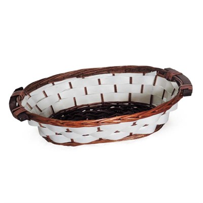 Cesto vimini ovale marrone bianco 42/38X28X10