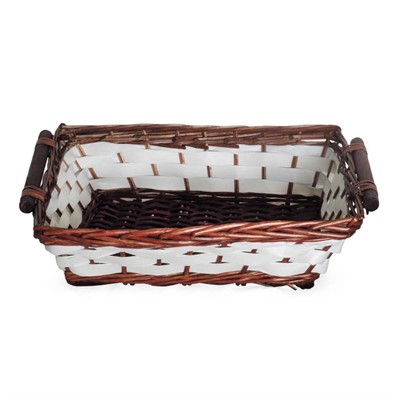 Cesto vimini rettangolare marrone bianco 49/45X34X12