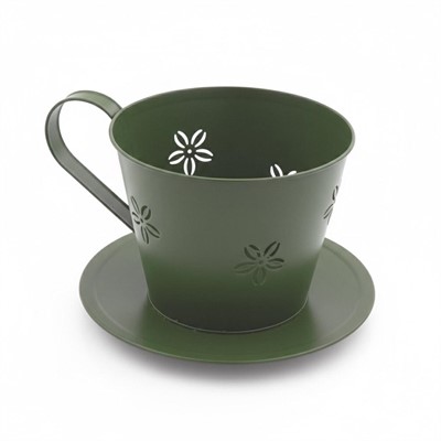 Portavaso latta verde tazza 16H12