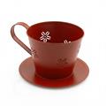 Portavaso latta rosso/rame metallizzato tazza 16H12