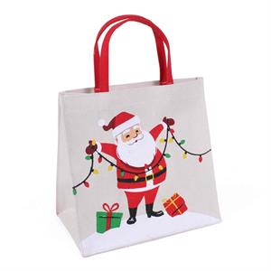 Borsina canvas cotone manici rosso babbo e pacchi 25x12h25